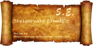 Steigervald Elemér névjegykártya